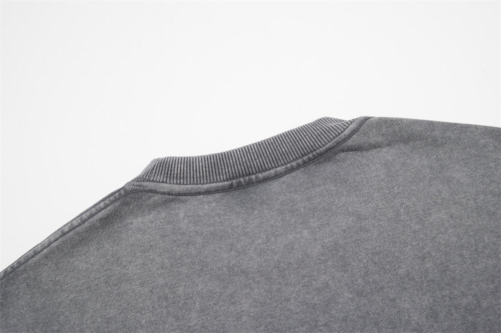 DAXUEN washed grey grid of stylized portraits sweatshirt