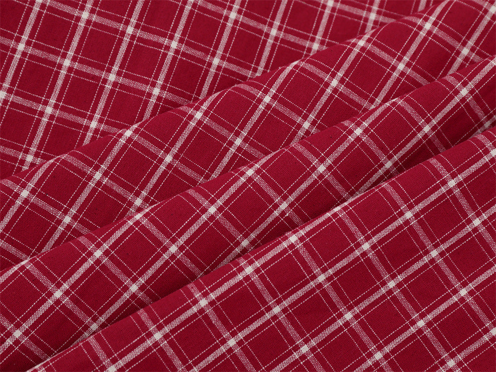 Red and Black Plaid Button-Up Shirt with Stars