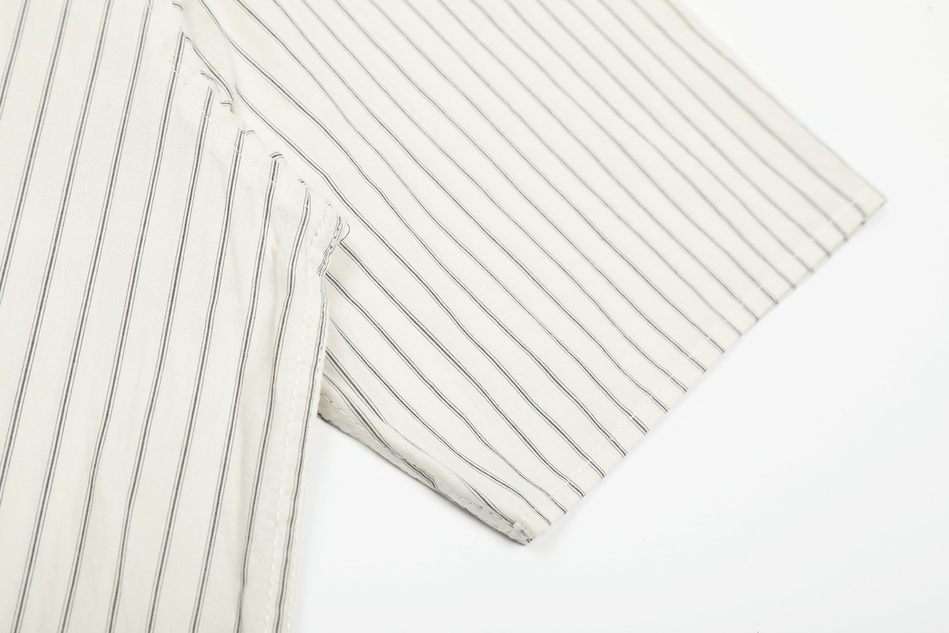 Cream Stripe Embroidered Button-Down