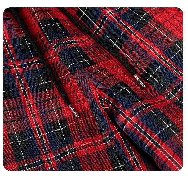 DAXUEN red plaid wide-leg casual pants