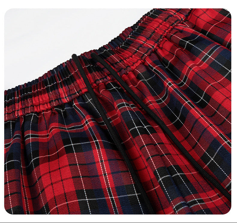DAXUEN red plaid wide-leg casual pants
