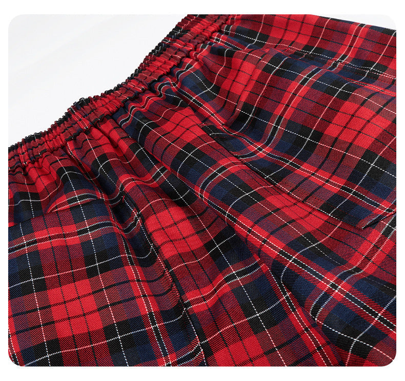 DAXUEN red plaid wide-leg casual pants