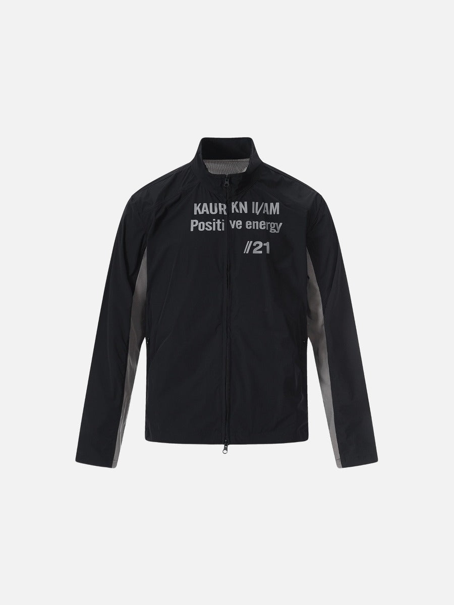 Reflective Text Graphic Stand-Collar Jacket