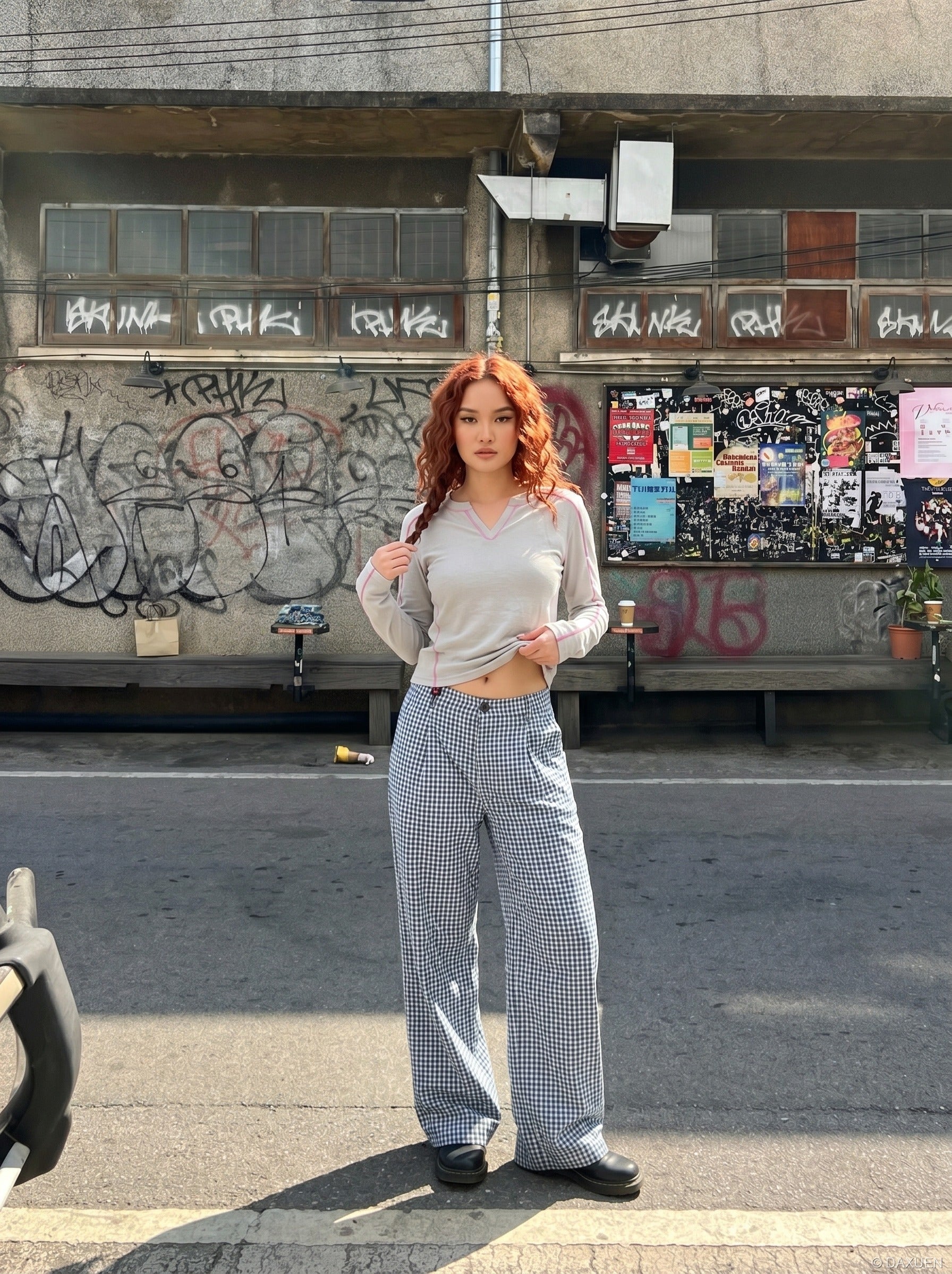 Gingham Baggy Pants