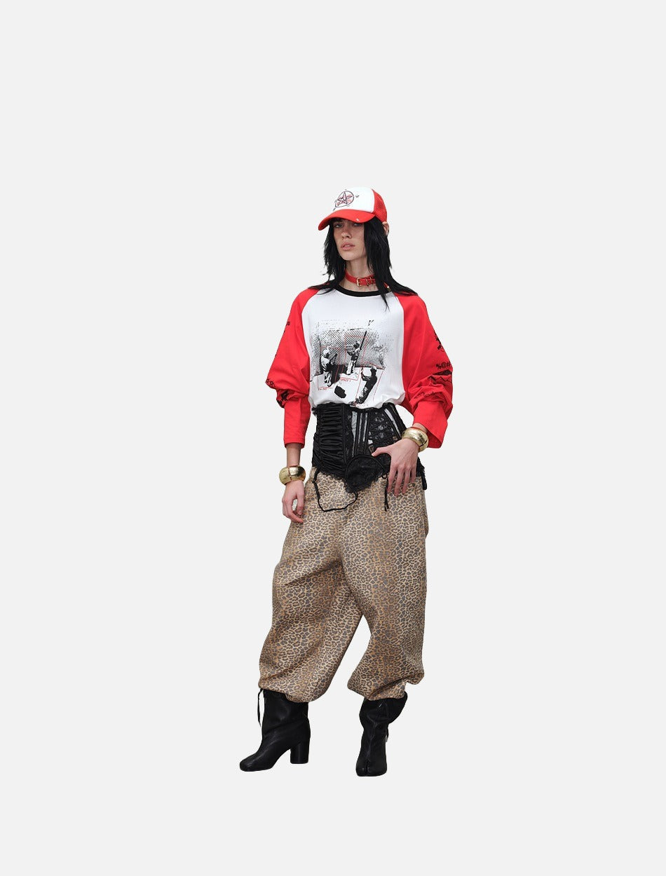 T-shirt Raglan Graphique Usé