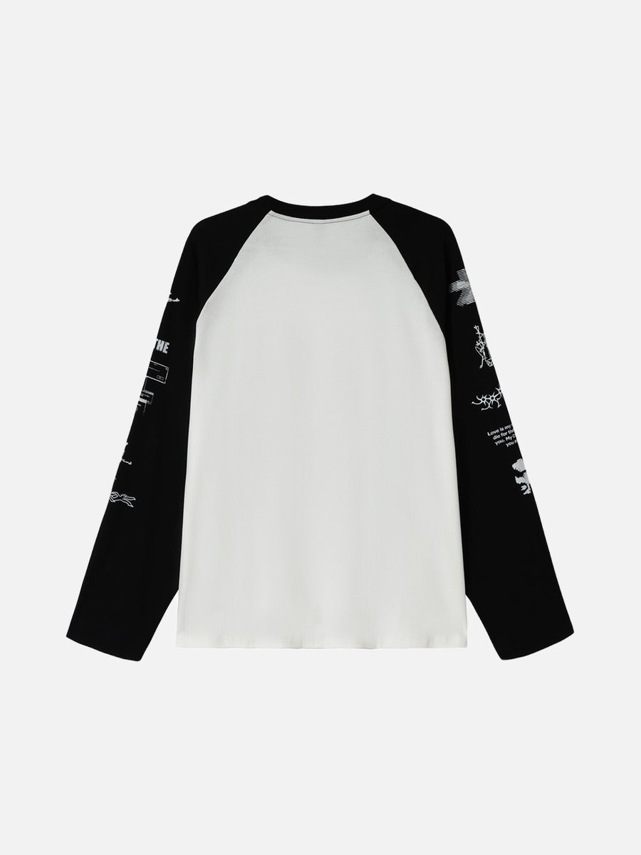T-shirt Raglan Graphique Usé