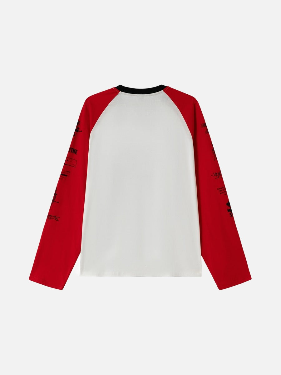T-shirt Raglan Graphique Usé