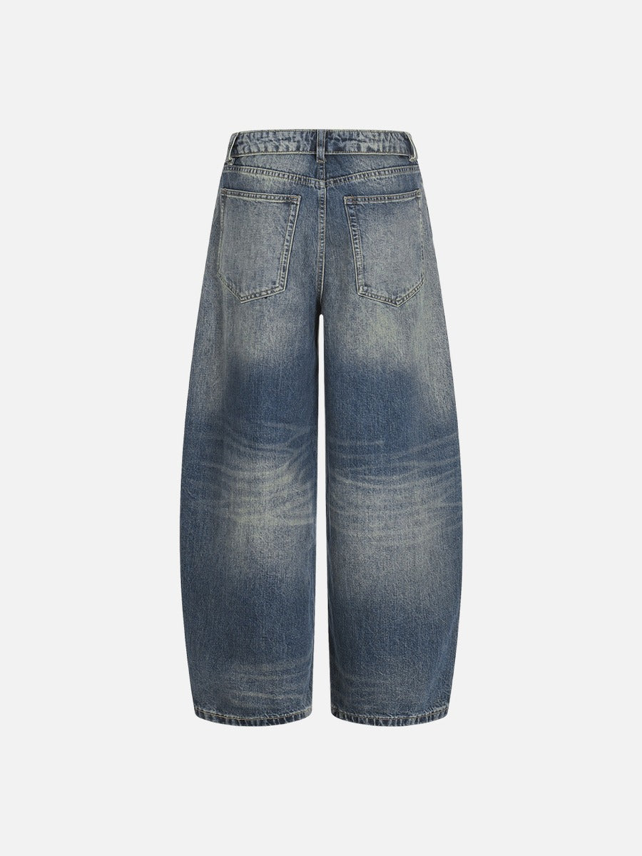 Retro Wide-Leg Denim Jeans - Pants