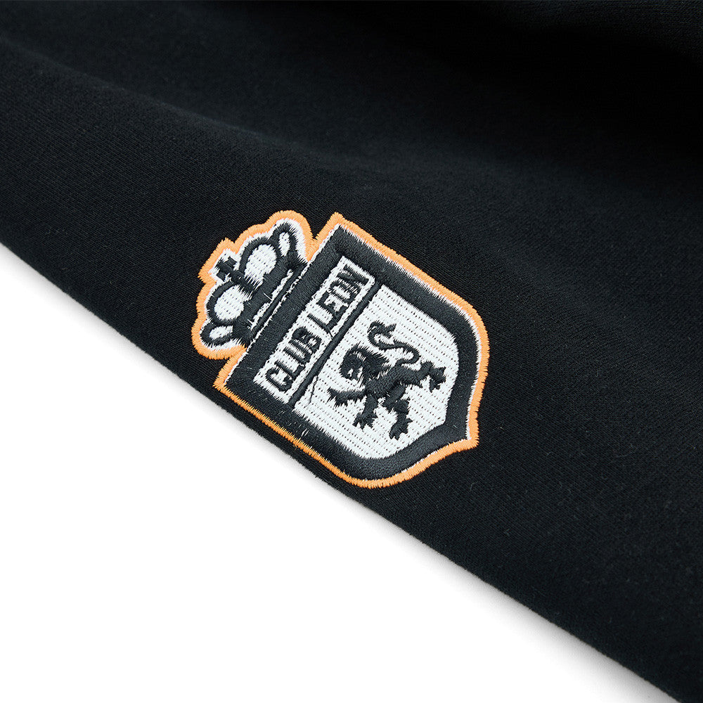 Script-Embroidered Black Fleece Jacket