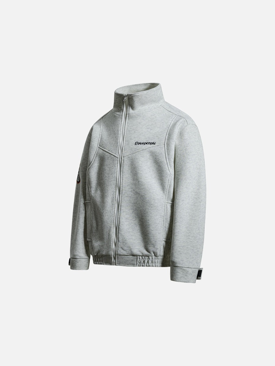 Script-Embroidered Black Fleece Jacket