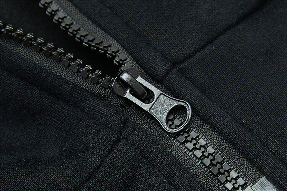 Script-Embroidered Black Fleece Jacket