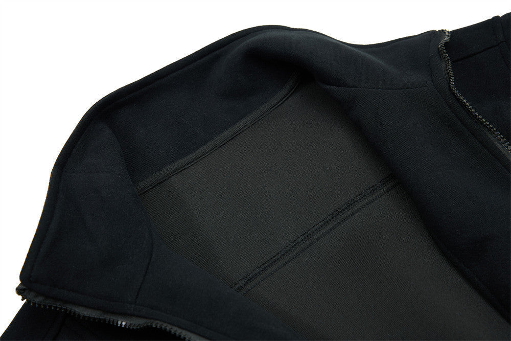 Script-Embroidered Black Fleece Jacket