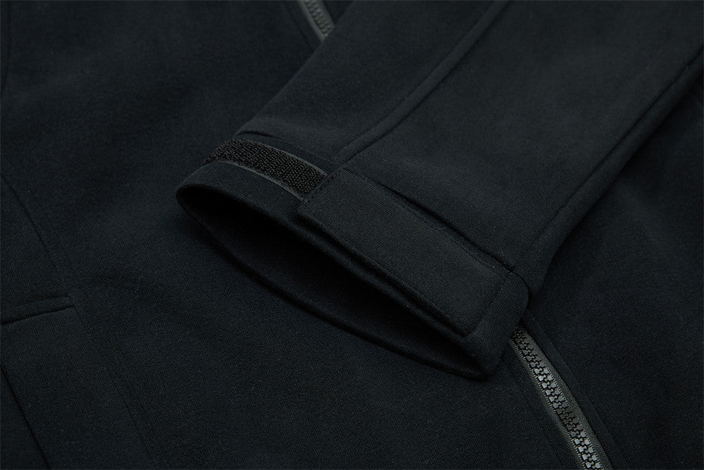 Script-Embroidered Black Fleece Jacket