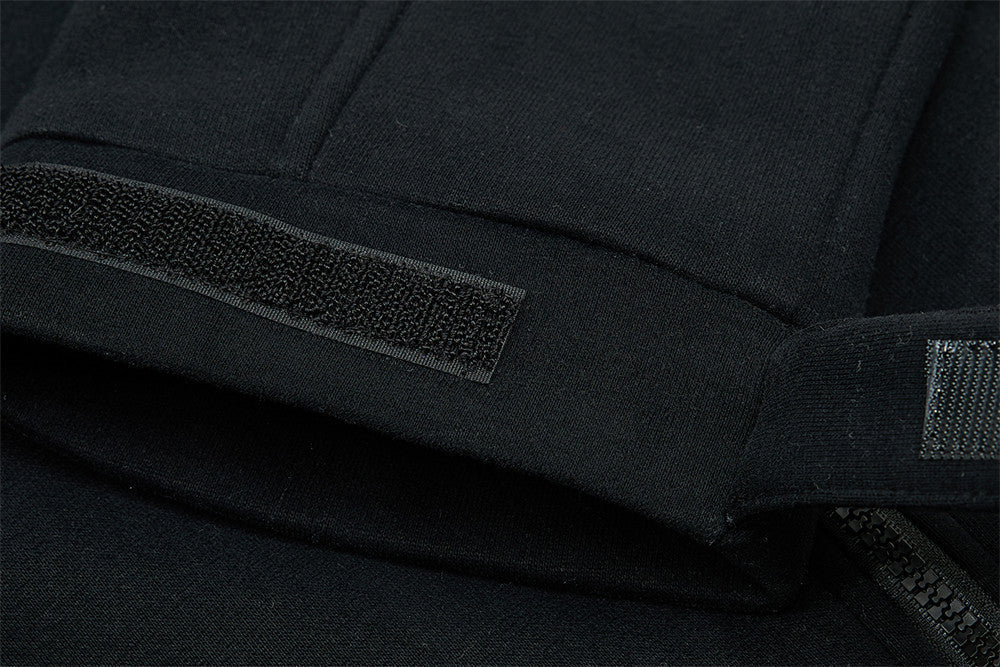 Script-Embroidered Black Fleece Jacket