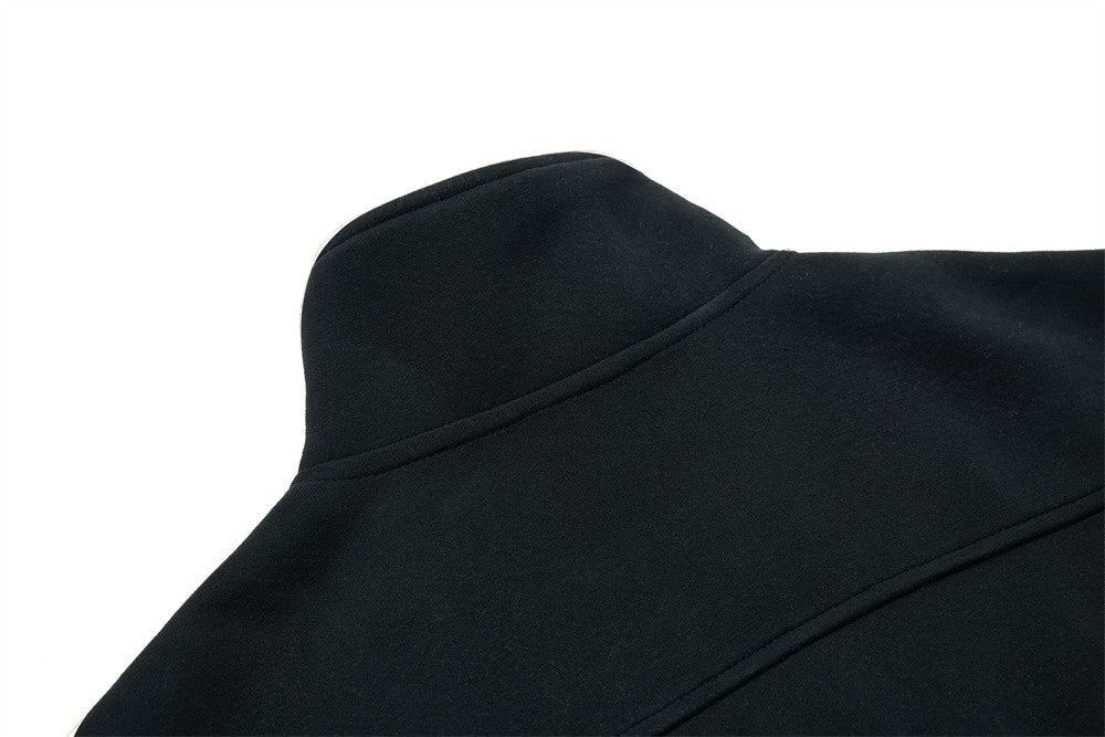 Script-Embroidered Black Fleece Jacket