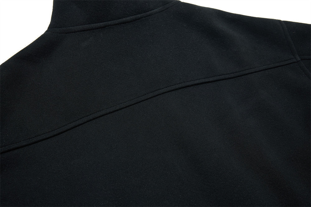 Script-Embroidered Black Fleece Jacket
