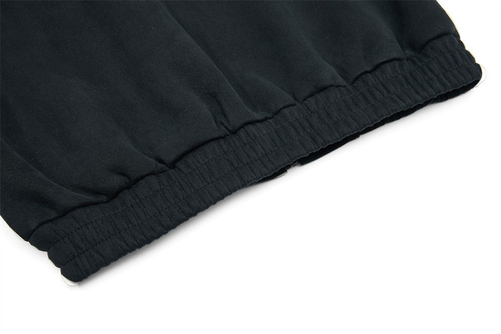 Script-Embroidered Black Fleece Jacket