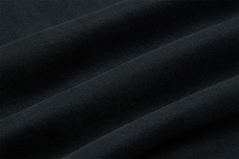 Script-Embroidered Black Fleece Jacket