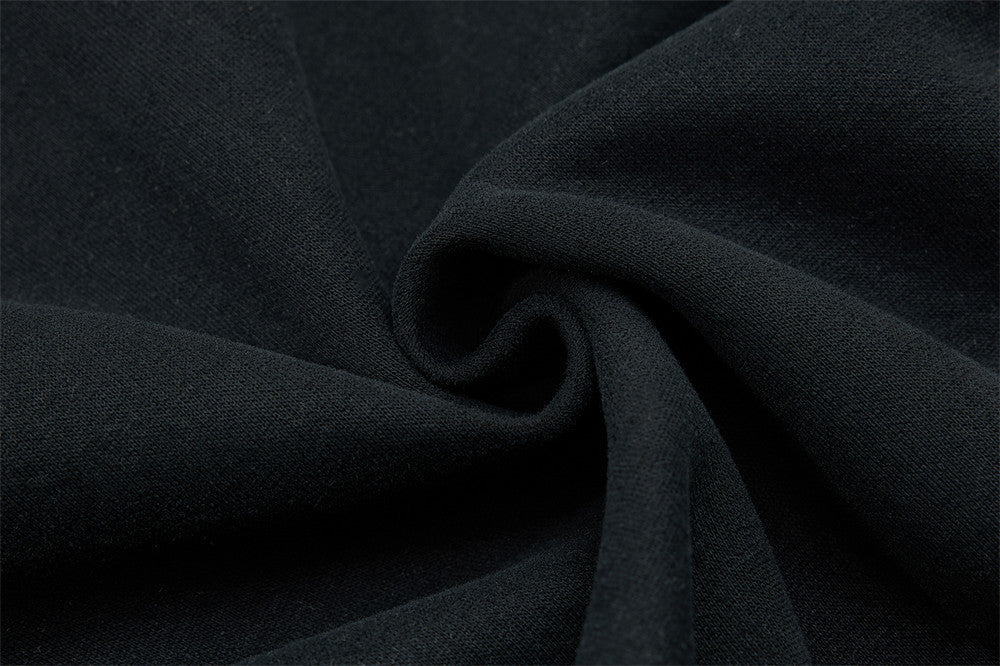 Script-Embroidered Black Fleece Jacket