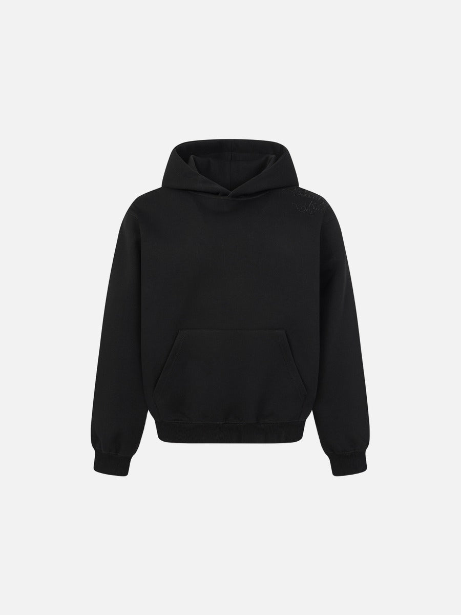 DAXUEN black oversized script-embroidered hoodie