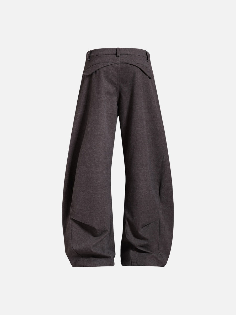 Sculptural Dark Charcoal Wide-Leg Trousers