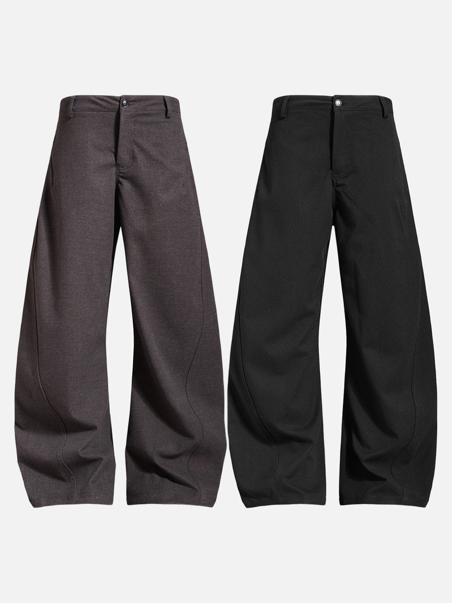 Sculptural Dark Charcoal Wide-Leg Trousers