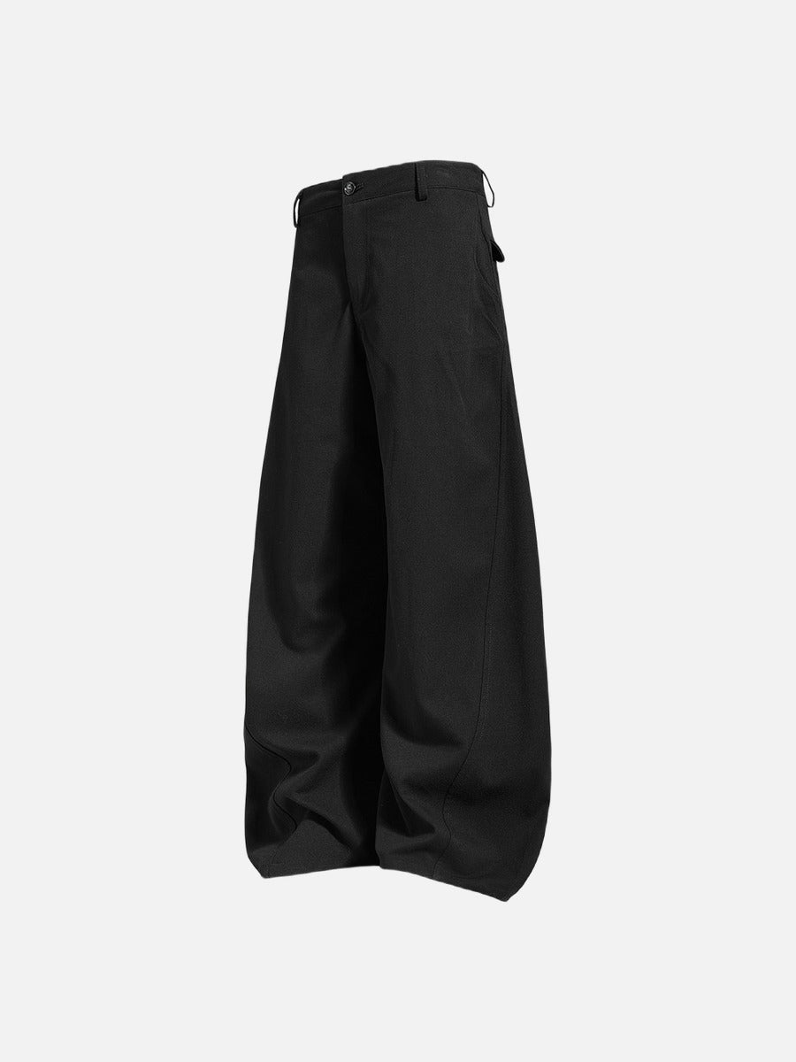 Sculptural Dark Charcoal Wide-Leg Trousers