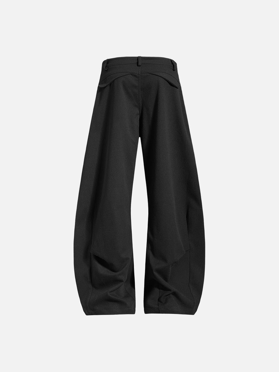 Sculptural Dark Charcoal Wide-Leg Trousers