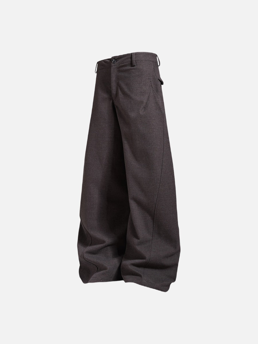 Sculptural Dark Charcoal Wide-Leg Trousers