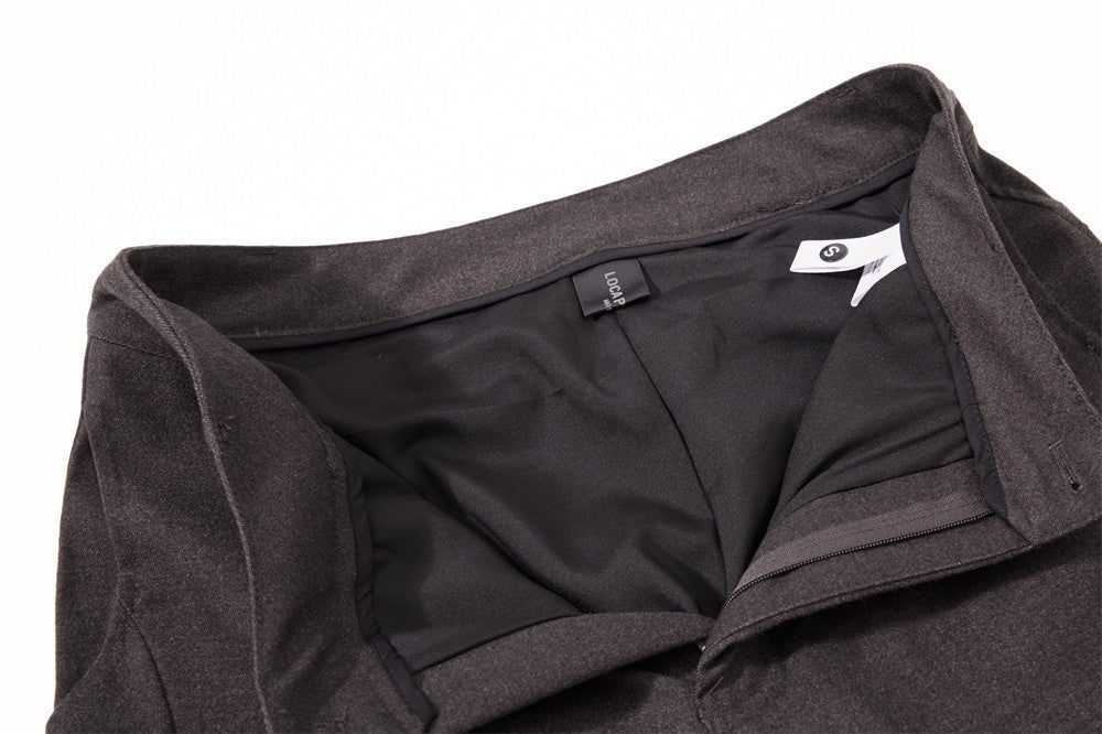 Sculptural Dark Charcoal Wide-Leg Trousers