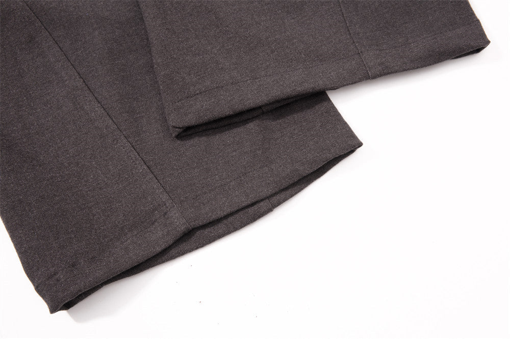 Sculptural Dark Charcoal Wide-Leg Trousers