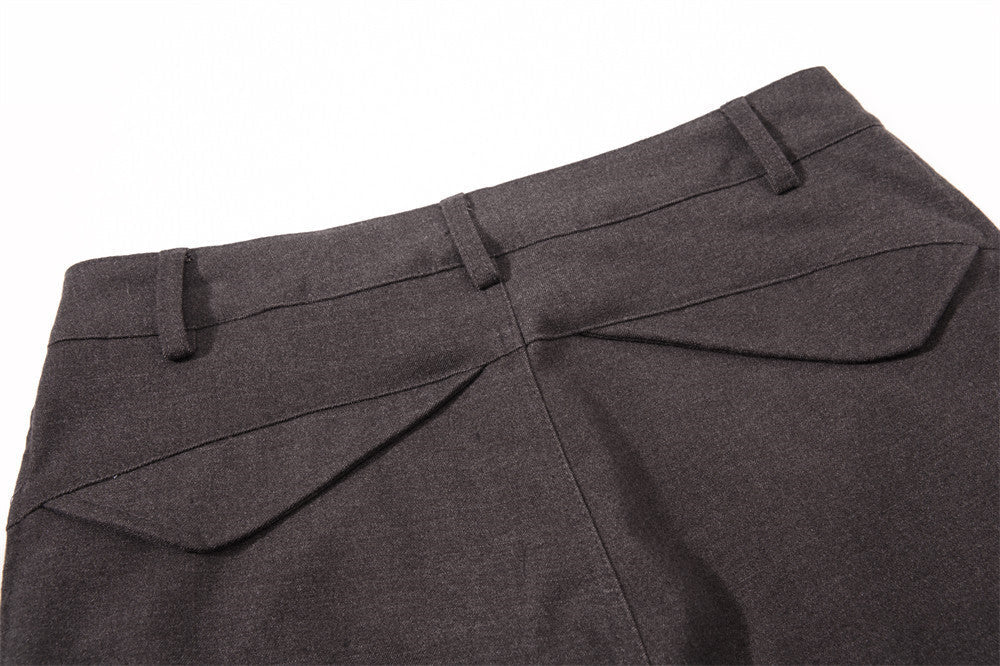 Sculptural Dark Charcoal Wide-Leg Trousers