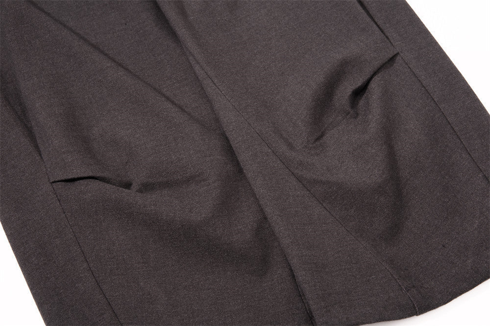 Sculptural Dark Charcoal Wide-Leg Trousers