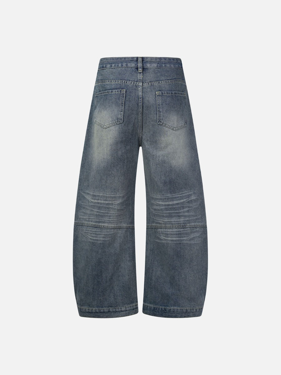 Segmented Patchwork Wide-Leg Denim Jeans