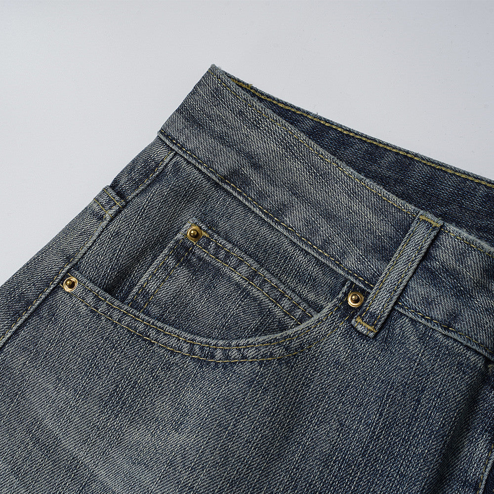 Segmented Patchwork Wide-Leg Denim Jeans