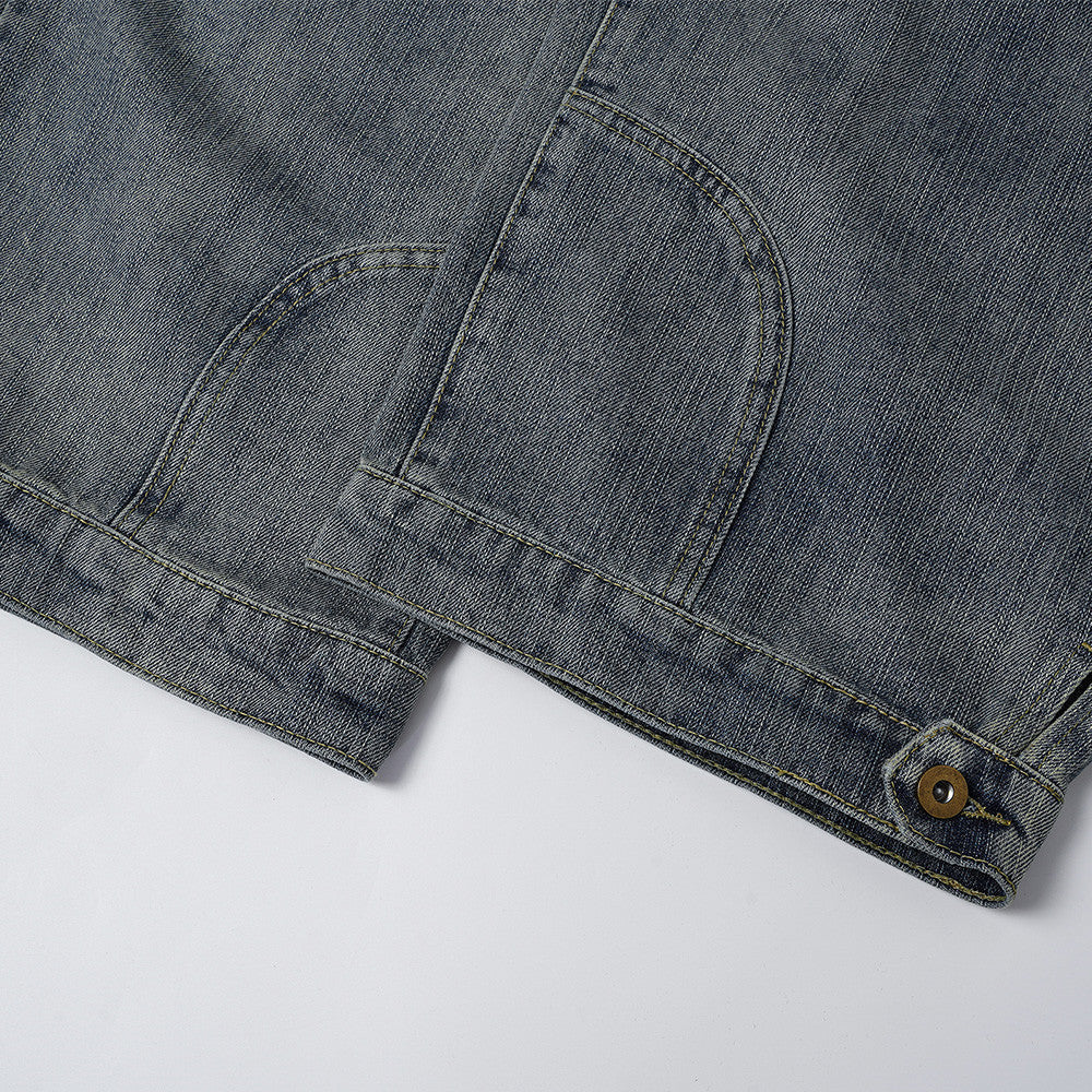 Segmented Patchwork Wide-Leg Denim Jeans