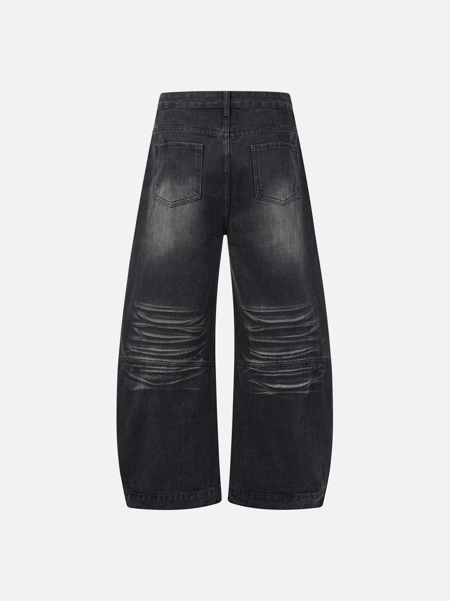 Segmented Patchwork Wide-Leg Denim Jeans