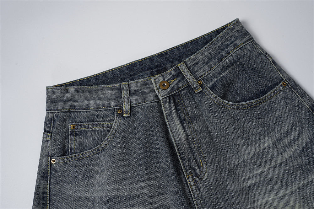 Segmented Patchwork Wide-Leg Denim Jeans