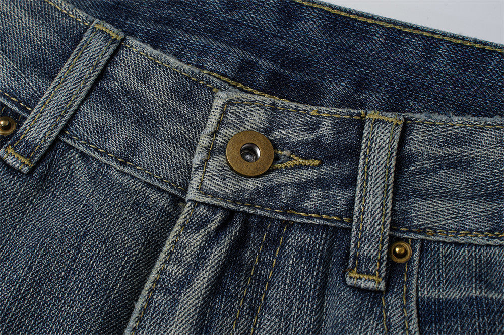 Segmented Patchwork Wide-Leg Denim Jeans