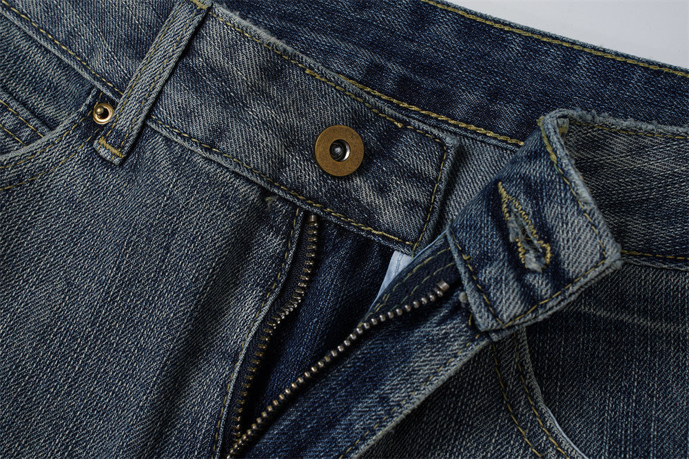 Segmented Patchwork Wide-Leg Denim Jeans