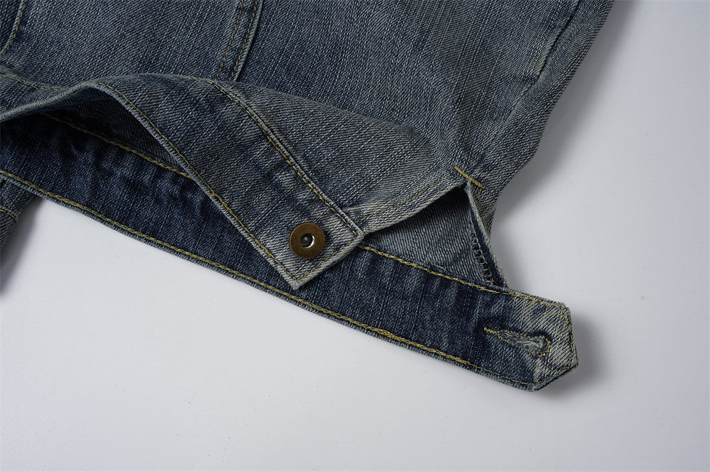 Segmented Patchwork Wide-Leg Denim Jeans