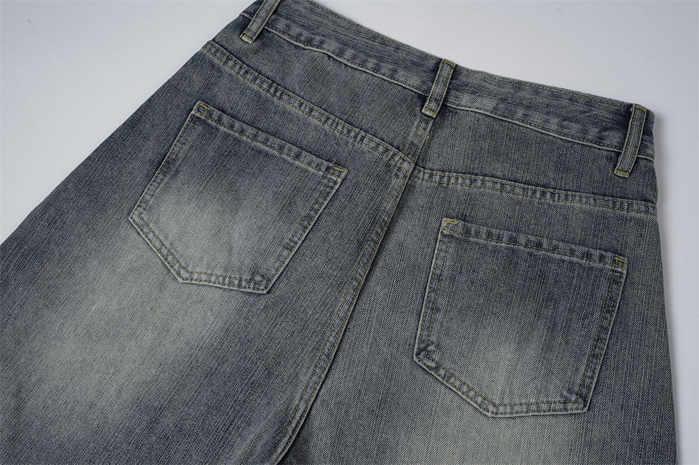Segmented Patchwork Wide-Leg Denim Jeans
