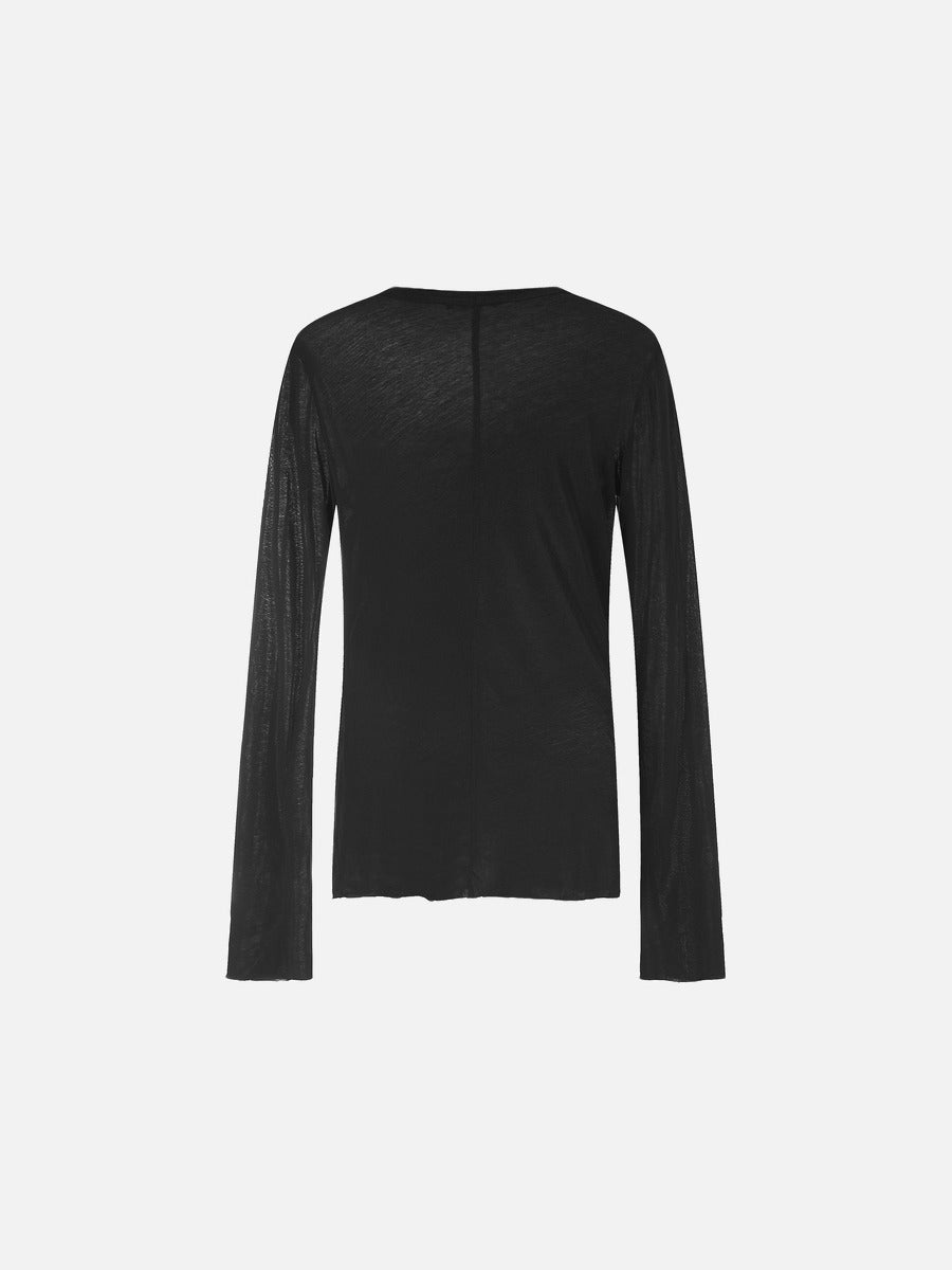 Transparentes schwarzes Langarm-Strickshirt