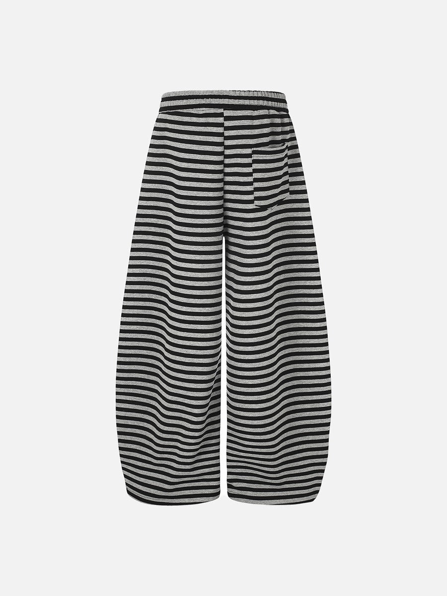 DAXUEN striped wide-leg pants with skull and structure patches