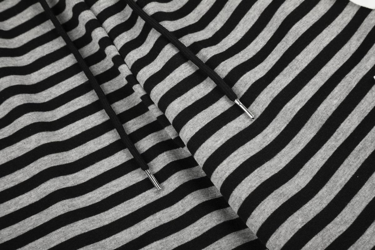 DAXUEN striped wide-leg pants with skull and structure patches