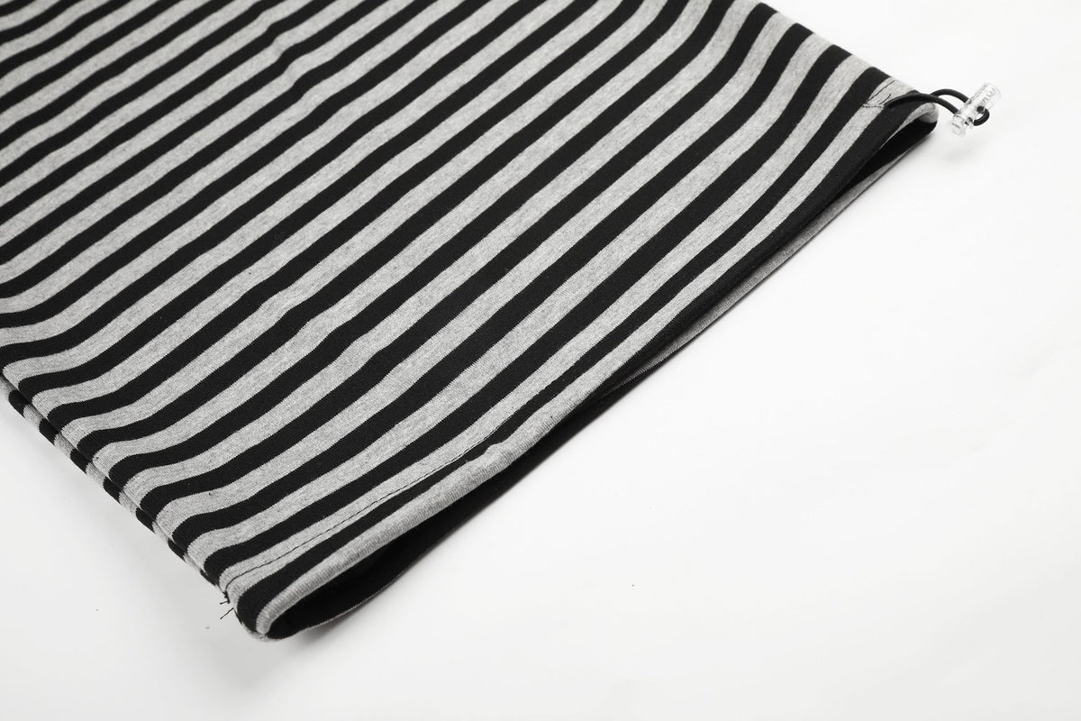 DAXUEN striped wide-leg pants with skull and structure patches