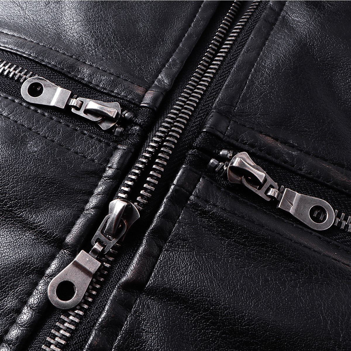 DAXUEN black leather-look jacket with zippered details