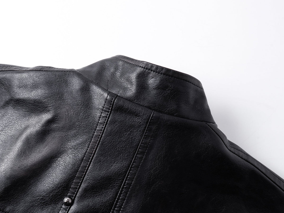DAXUEN black leather-look jacket with zippered details