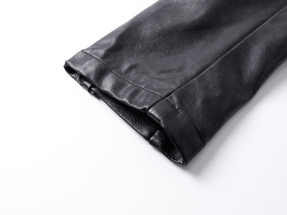 DAXUEN black leather-look jacket with zippered details