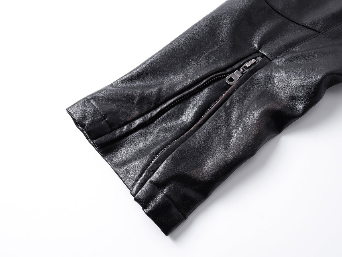 DAXUEN black leather-look jacket with zippered details